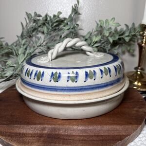 VTG Signed Studio Pottery Stoneware Covered Casserole Dish 9” Handmade Lidded